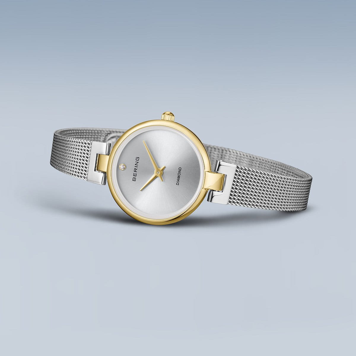 BERING Classic Polished Gold 24mm Silver Diamond Dial Women's Watch 17724-010