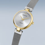BERING Classic Polished Gold 24mm Silver Diamond Dial Women's Watch 17724-010