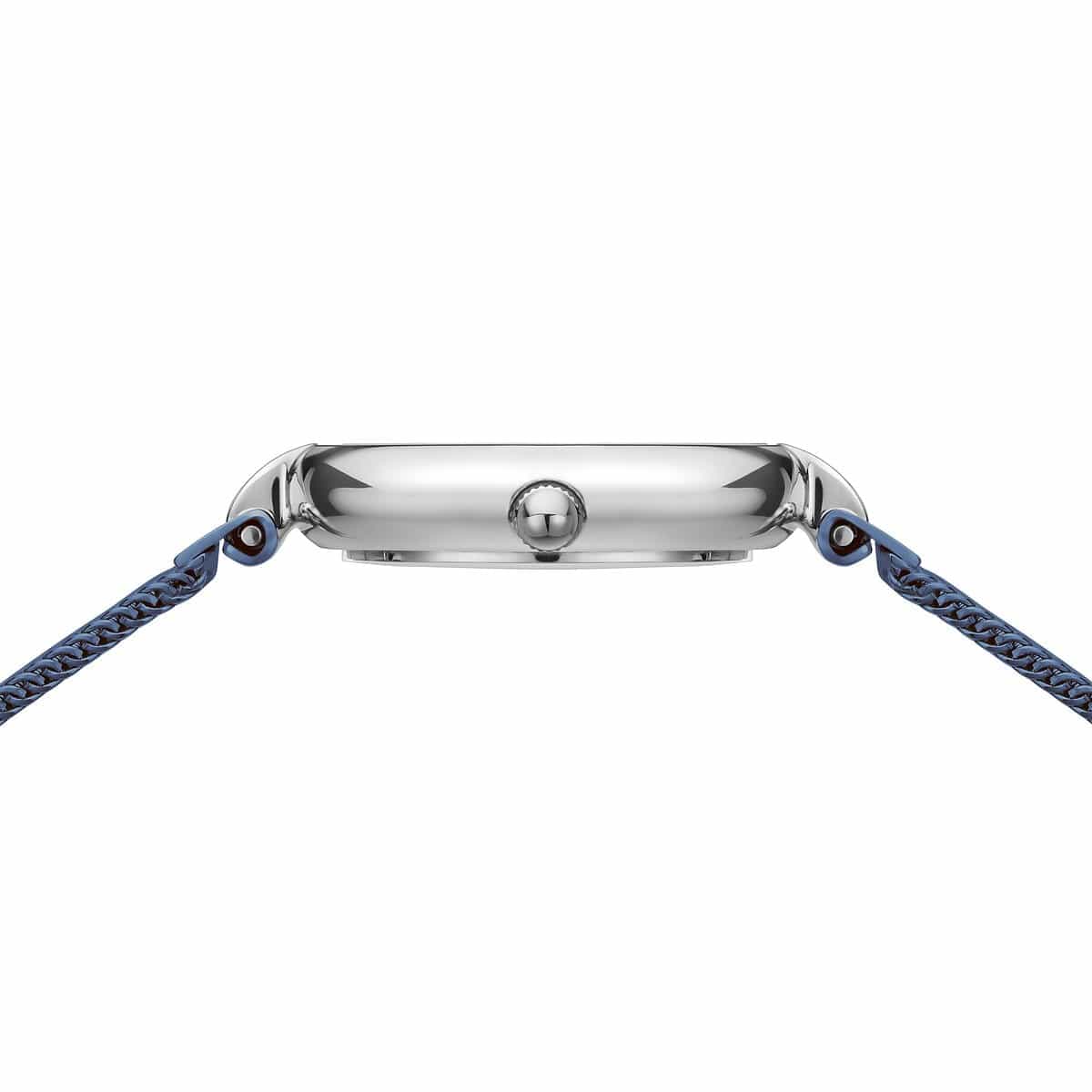 BERING Classic Polished Silver 24mm Blue Diamond Dial Women's Watch 17724-307