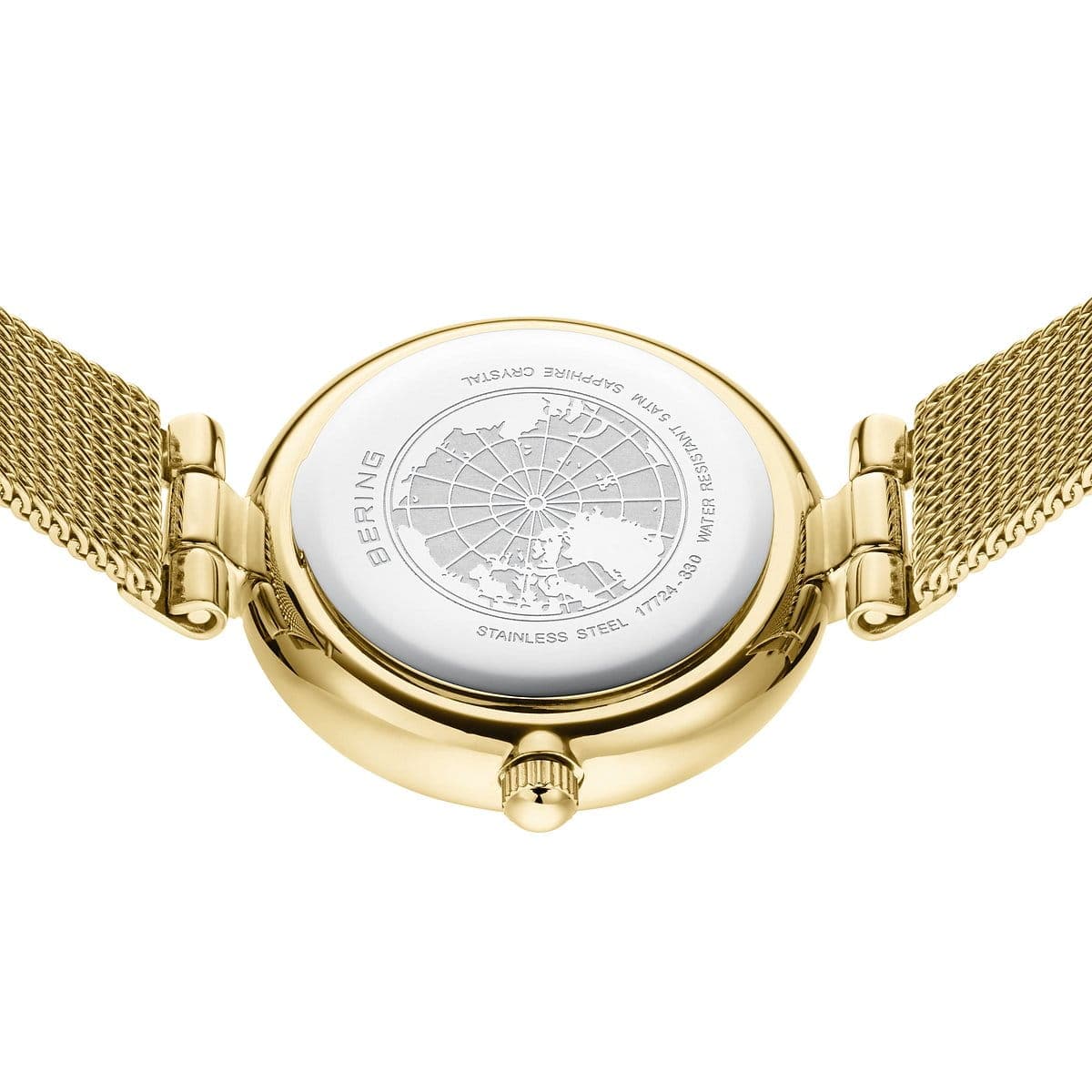 BERING Classic Polished Gold 24mm Silver Diamond Dial Women's Watch 17724-330