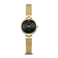 BERING Classic Polished Gold 24mm Black Diamond Dial Women's Watch 17724-332