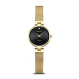 BERING Classic Polished Gold 24mm Black Diamond Dial Women's Watch 17724-332