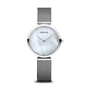 BERING Classic Polished Silver 32mm White Mother of Pearl Dial Women's Watch 18132-004