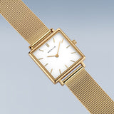 BERING Classic Polished Gold 26mm White Dial Women's Watch 18226-334