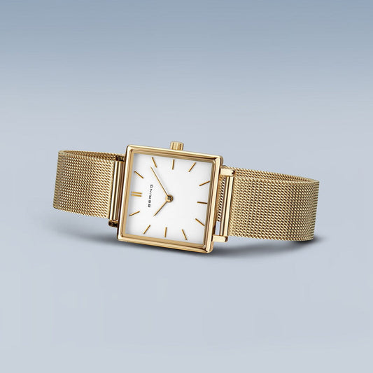 BERING Classic Polished Gold 26mm White Dial Women's Watch 18226-334