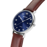BERING Maxi Titanium Date Numerical Watch Blue Brown 40mm Blue Dial Men's Watch 18640-505