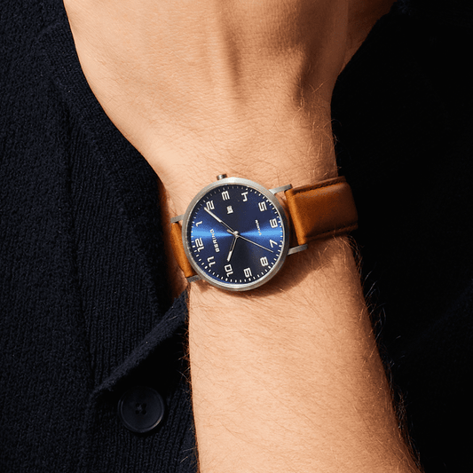 BERING Titanium Brushed Silver 40mm Blue Sunray Dial Men's Watch 18640-567