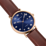 BERING Maxi Titanium Date Numerical Watch Blue Rose Gold 40mm Blue Dial Men's Watch 18640-569