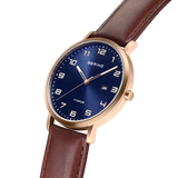 BERING Maxi Titanium Date Numerical Watch Blue Rose Gold 40mm Blue Dial Men's Watch 18640-569