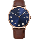 BERING Maxi Titanium Date Numerical Watch Blue Rose Gold 40mm Blue Dial Men's Watch 18640-569
