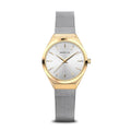 BERING Ultra Slim Polished/Brushed Gold 29mm Silver Sunray Dial Women's Watch 18729-010
