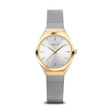 BERING Ultra Slim Polished/Brushed Gold 29mm Silver Sunray Dial Women's Watch 18729-010