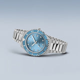 BERING Classic Polished/Brushed Silver 36mm Blue Sunray Dial Women's Watch 18936-705