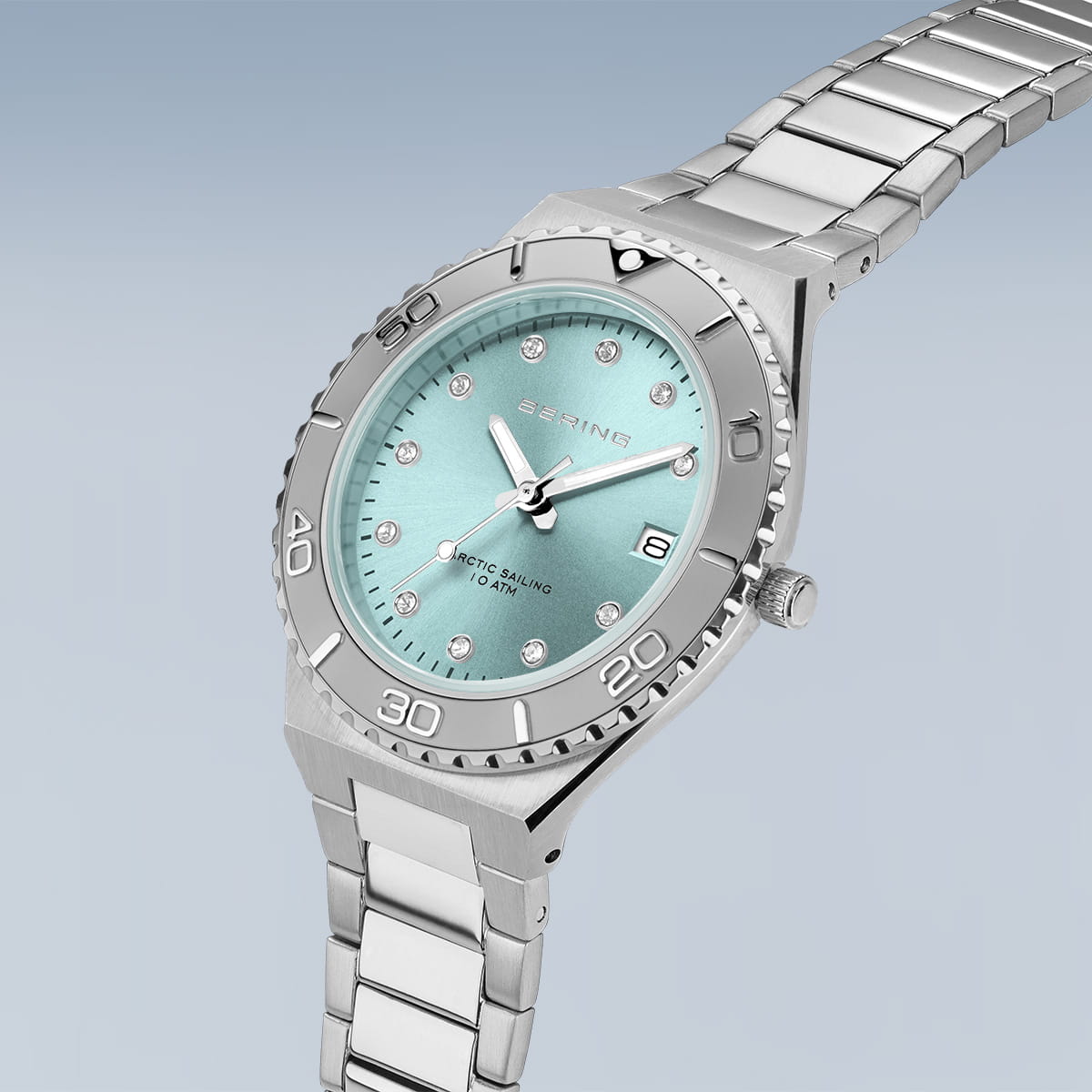 BERING Classic Polished/Brushed Silver 36mm Blue Sunray Dial Women's Watch 18936-707