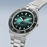 BERING Classic Polished/Brushed Silver 40mm Green Dial Men's Watch 18940-708