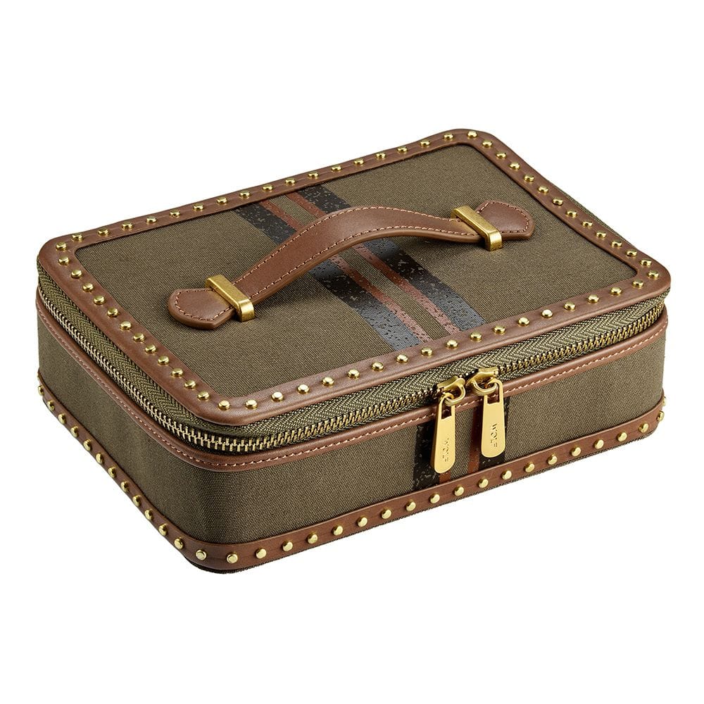 WOLF Ida Travel Zip Jewellery Case Khaki 190042