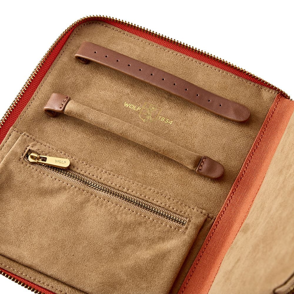 WOLF Ida Travel Zip Jewellery Portfolio Orange 190046