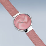 BERING Classic Polished Silver 31mm Pink Dial Women's Watch 19031-989-GWP