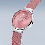 BERING Classic Polished Silver 31mm Pink Dial Women's Watch 19031-989-GWP