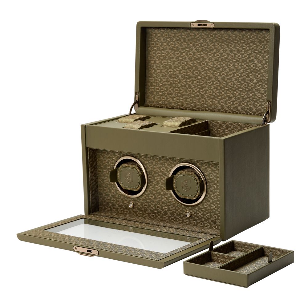 WOLF Earth Double Watch Winder Olive 190441