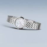 BERING Classic Polished Silver 26mm White Mother of Pearl Dial Women's Watch 19126-700