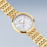 BERING Classic Polished Gold 26mm White Mother of Pearl Dial Women's Watch 19126-734