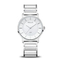 BERING Solar Polished Silver 35mm White Dial Women's Watch 19535-754