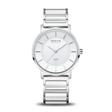 BERING Solar Polished Silver 35mm White Dial Women's Watch 19535-754