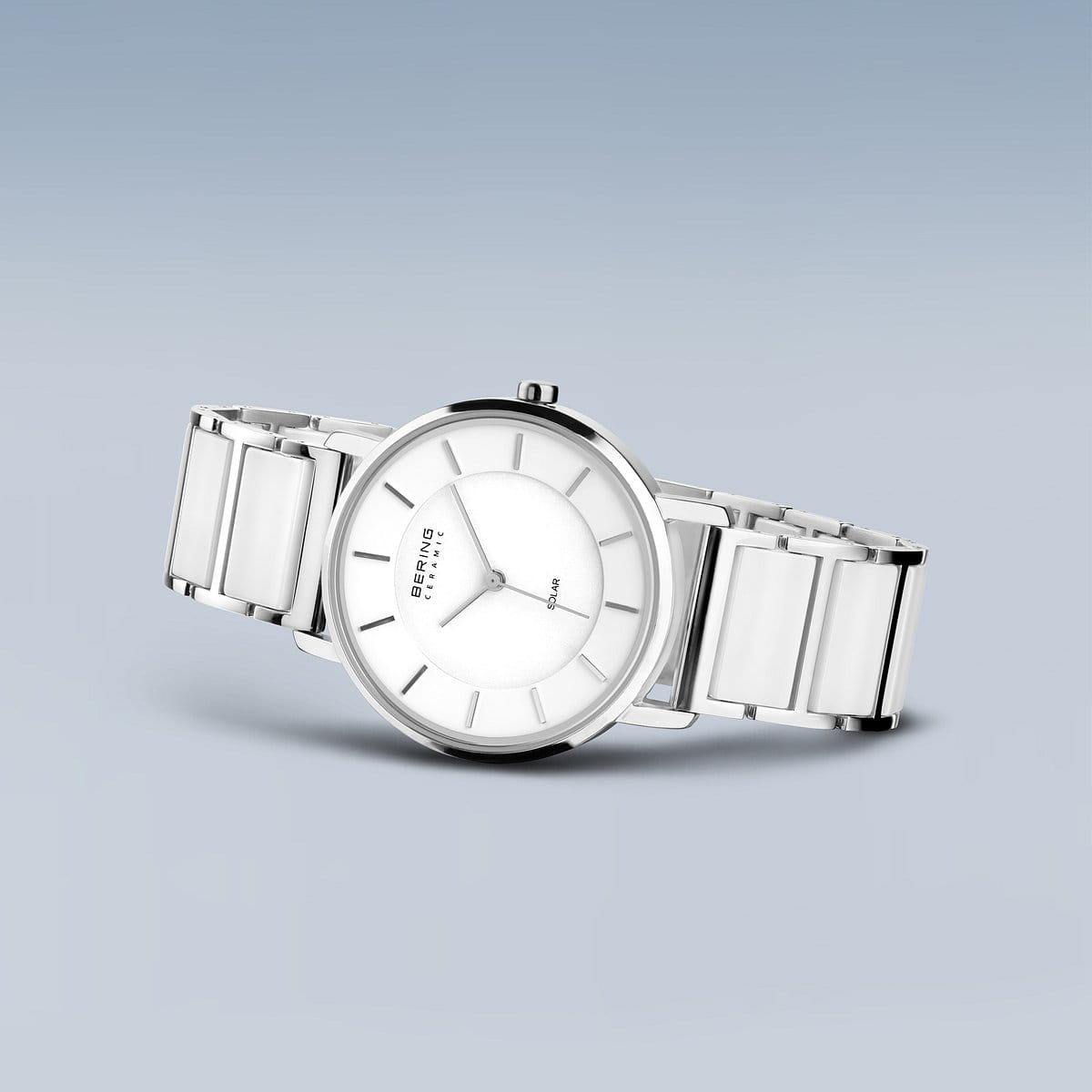 BERING Solar Polished Silver 35mm White Dial Women's Watch 19535-754