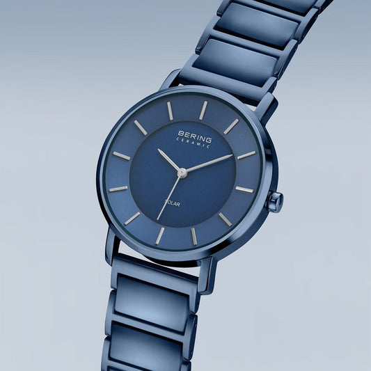 BERING Solar Polished Blue 35mm Blue Dial Women's Watch 19535-797
