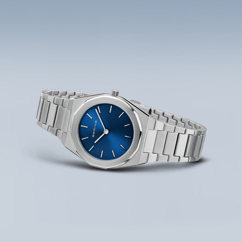 BERING Classic Polished/Brushed Silver 32mm Blue Dial Women's Watch 19632-707