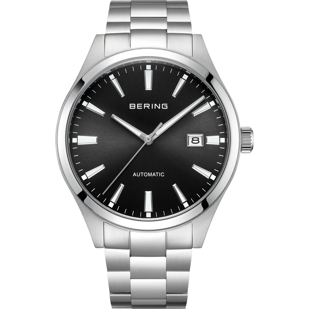 BERING Sunray Automatic Watch with Date Black 42mm Black Sunray Dial Men's Watch 19842-702