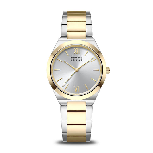 BERING Solar Polished Silver 32mm Silver Sunray Dial Women's Watch 19932-710