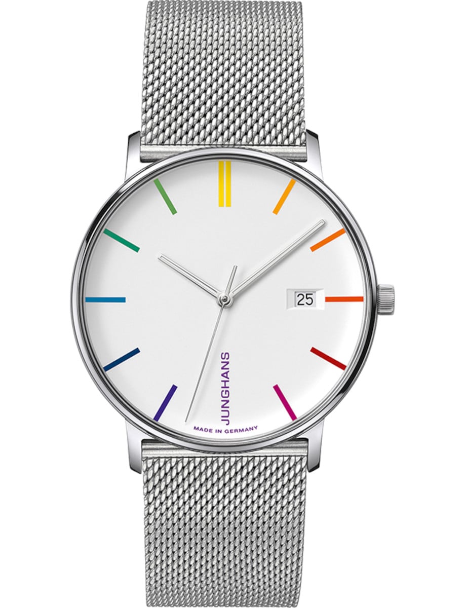 Junghans FORM Quarz Bauhaus Edition 39.3mm White with Multicolor Indexes Dial Men's Watch 41/4580.44