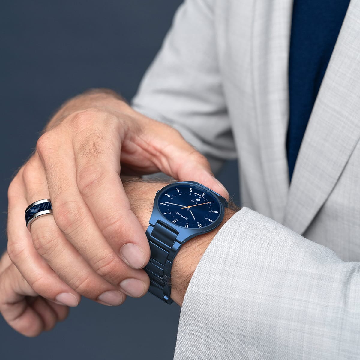 BERING Titanium Matte Blue 39mm Blue Sunray Dial Men's Watch 11739-797