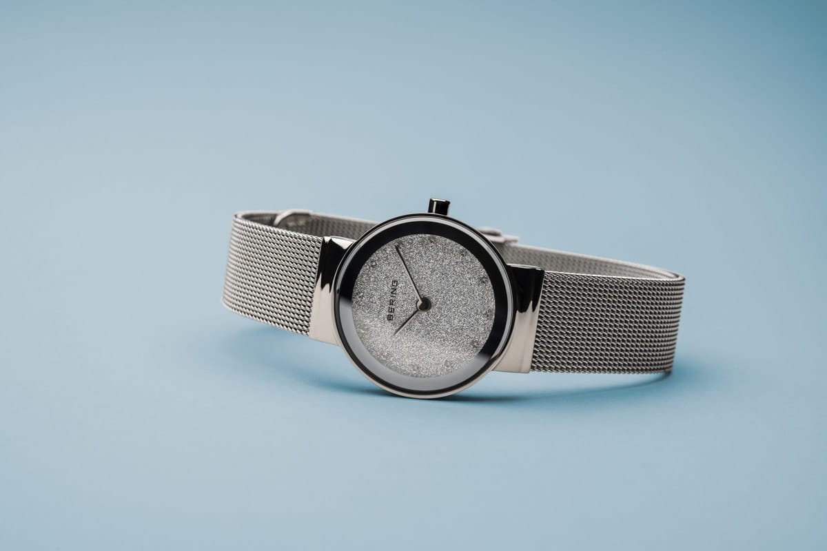 BERING Classic Polished Silver 26mm Silver Stardust Dial Women's Watch 10126-0003