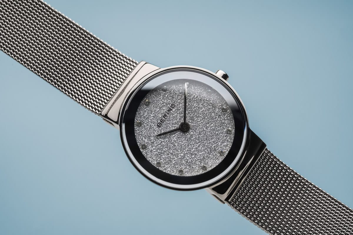 BERING Classic Polished Silver 26mm Silver Stardust Dial Women's Watch 10126-0003