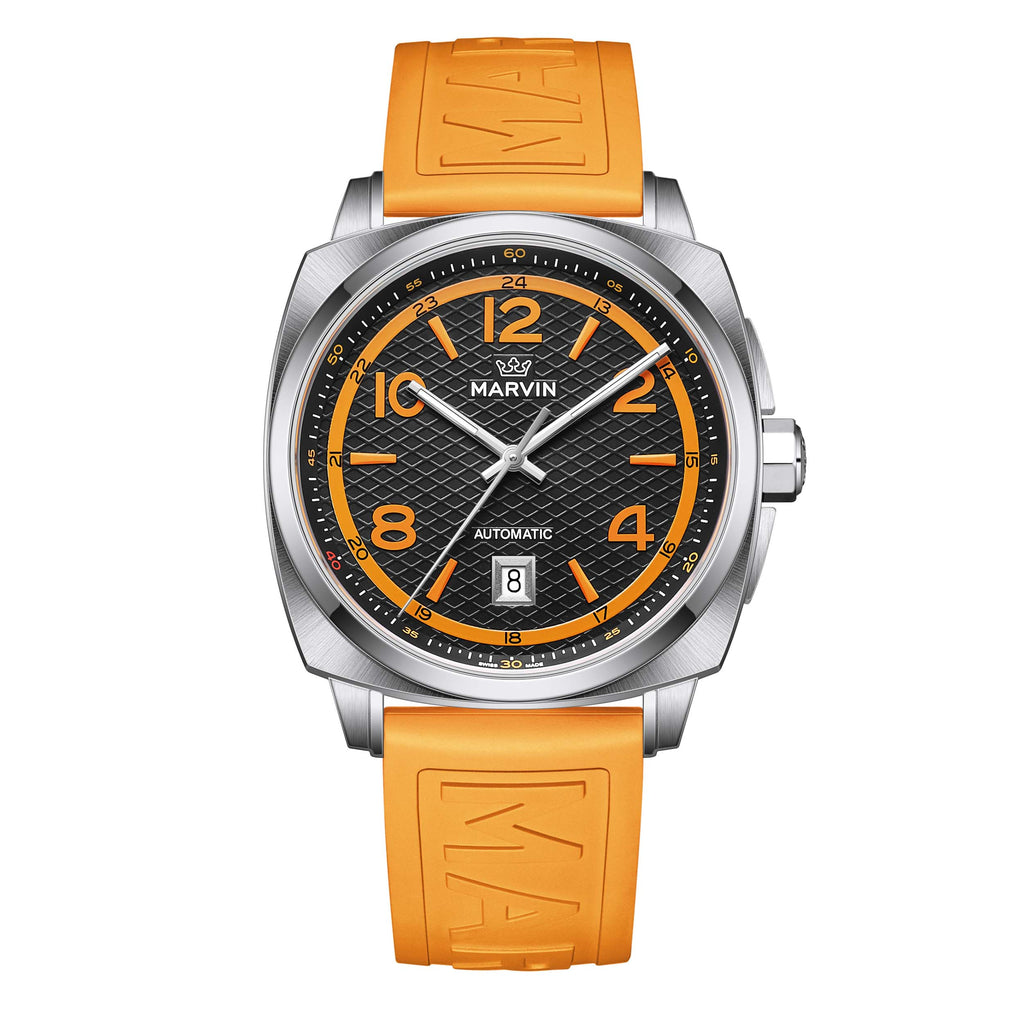 Marvin Malton Cushion 42mm Black & Orange Dial Men's Watch M119