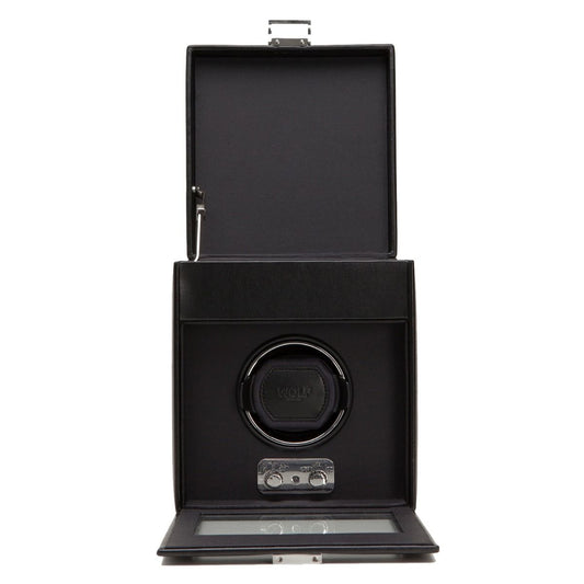 Wolf Heritage Single Watch Winder With Storage Black 270302