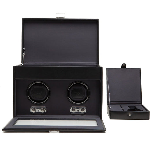 WOLF Heritage Double Watch Winder With Storage Black 270402