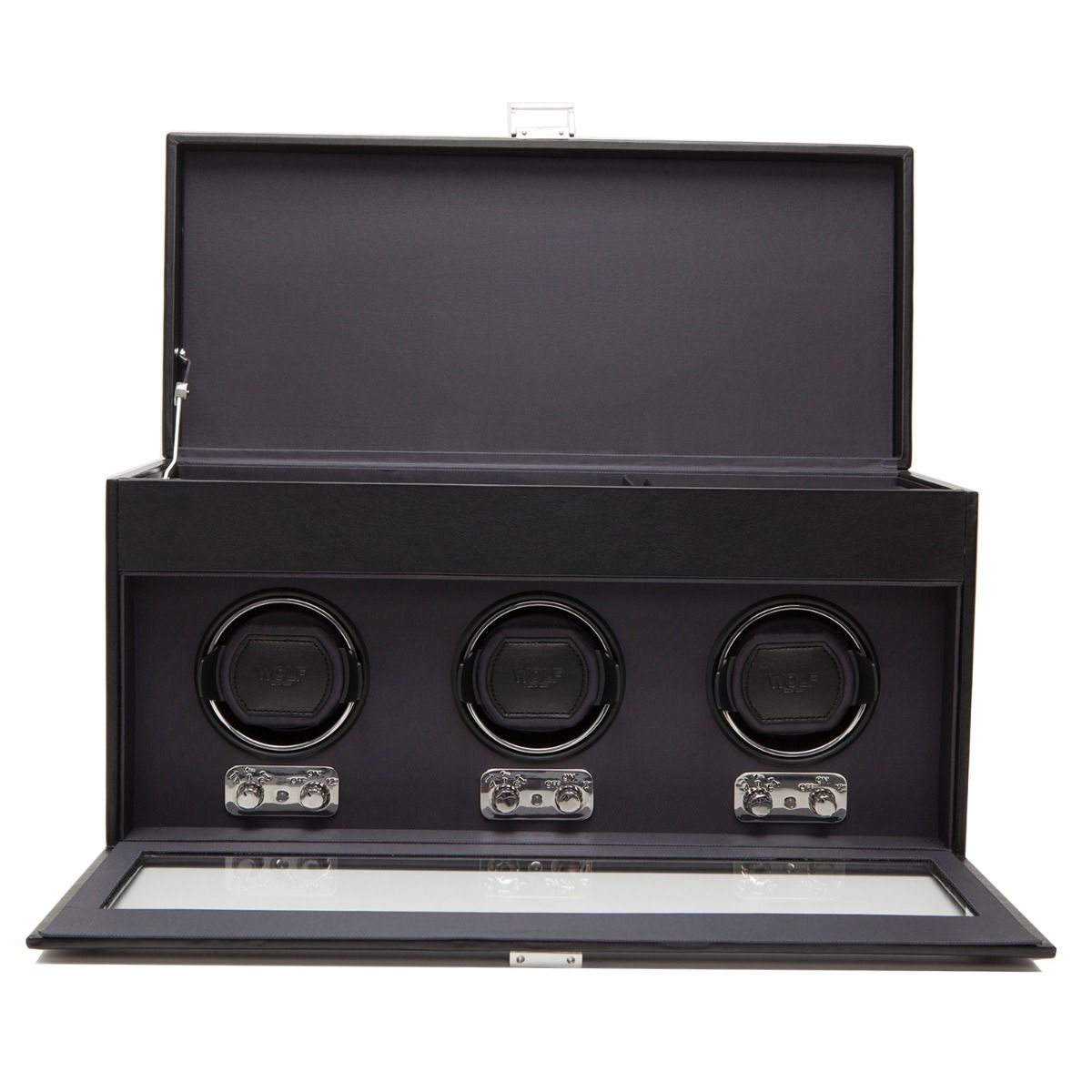 WOLF Heritage Triple Watch Winder With Storage Black 270502