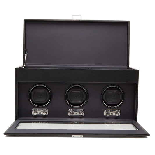 WOLF Heritage Triple Watch Winder With Storage Black 270502