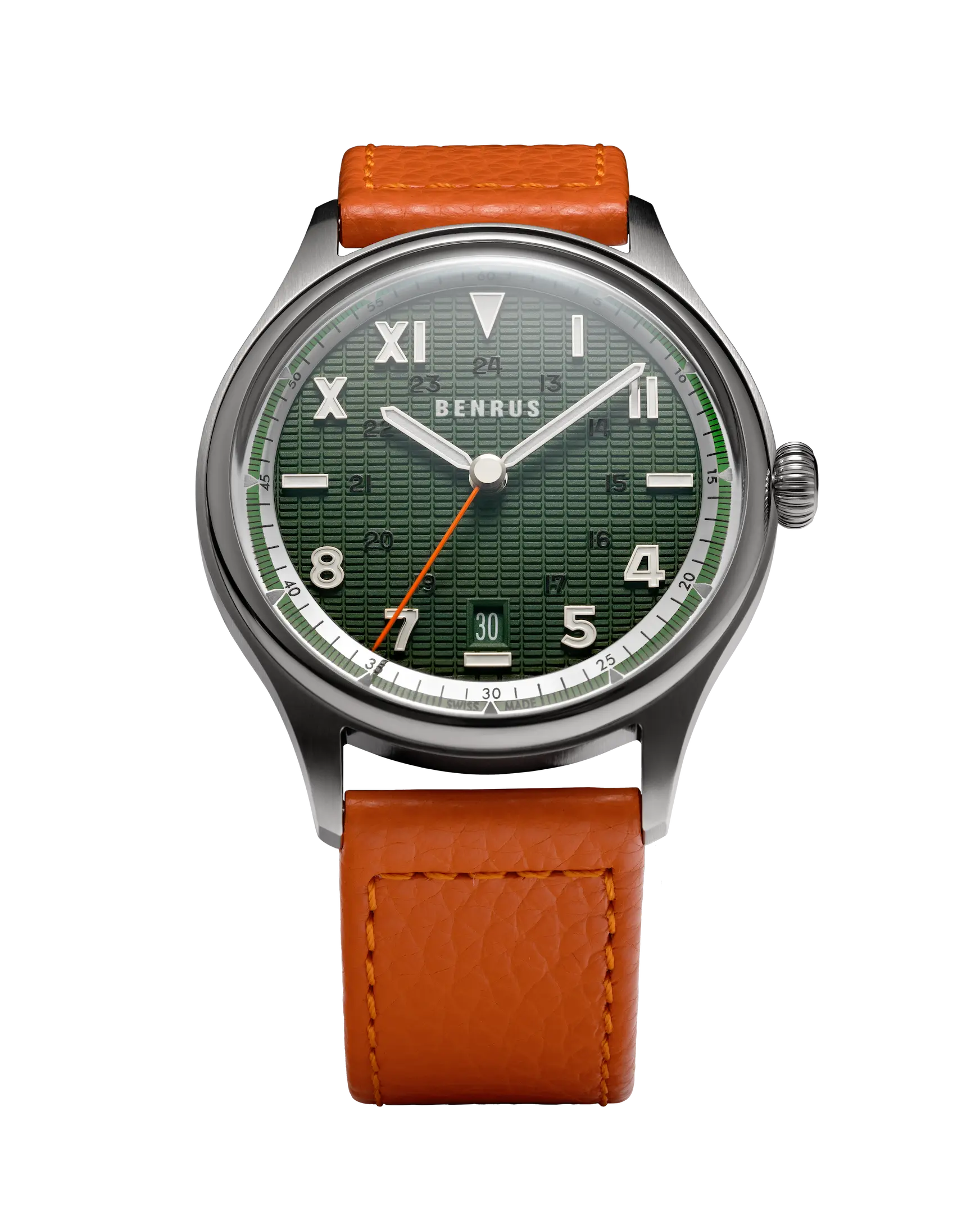 Benrus #3061 GT 39.5mm Dark Green California Dial Men's Watch 3061-SS-G-039-02
