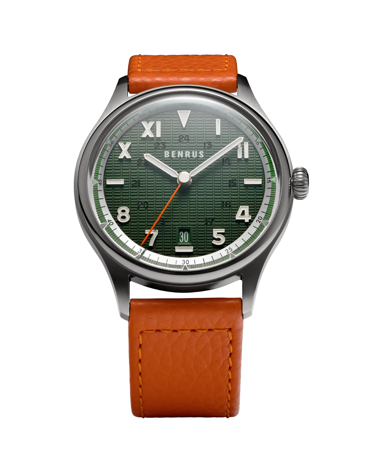 Benrus #3061 GT 39.5mm Dark Green California Dial Men's Watch 3061-SS-G-039-02