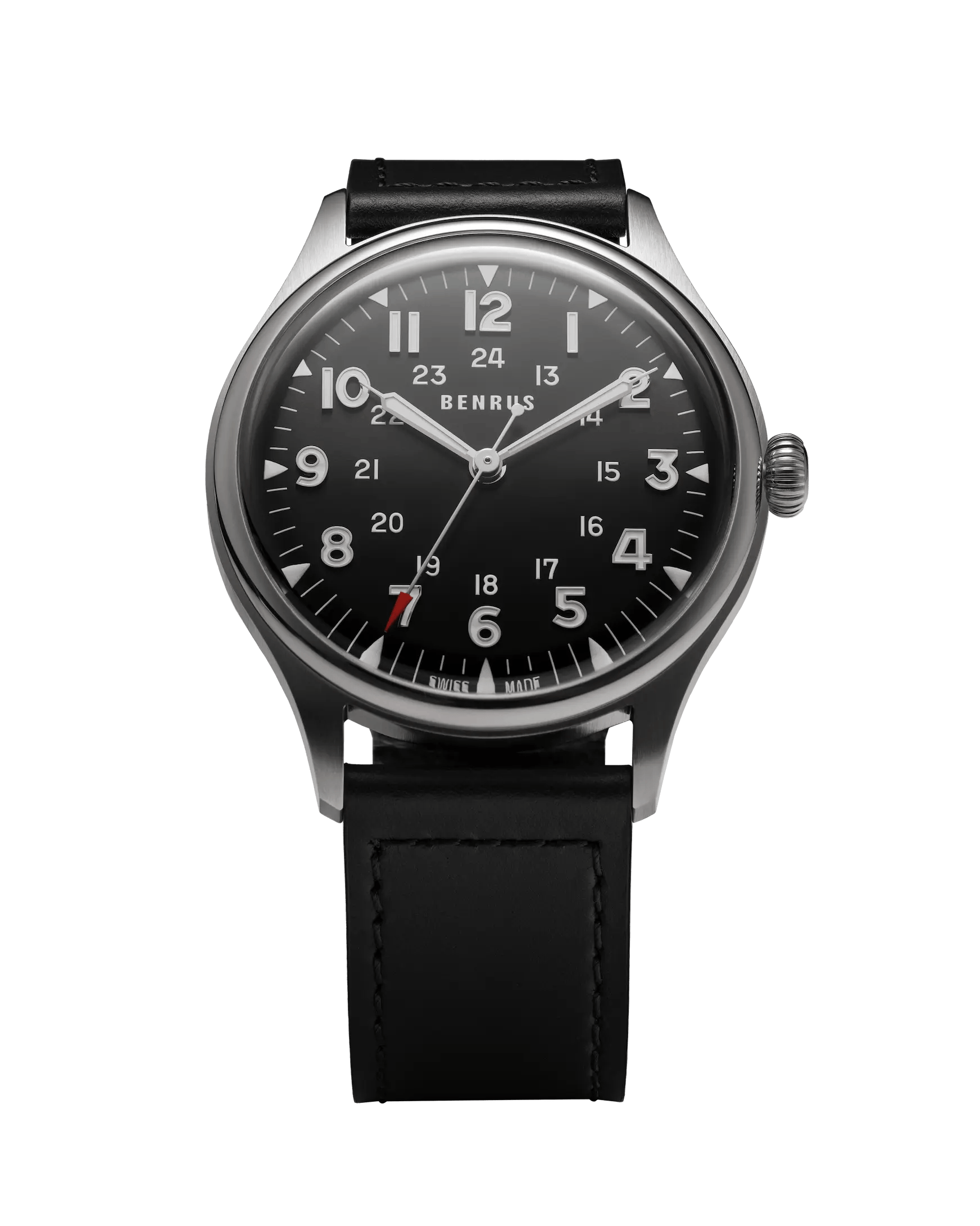 Benrus #3061 39.5mm Black Dial Men's Watch 3061-SS-B-039-01