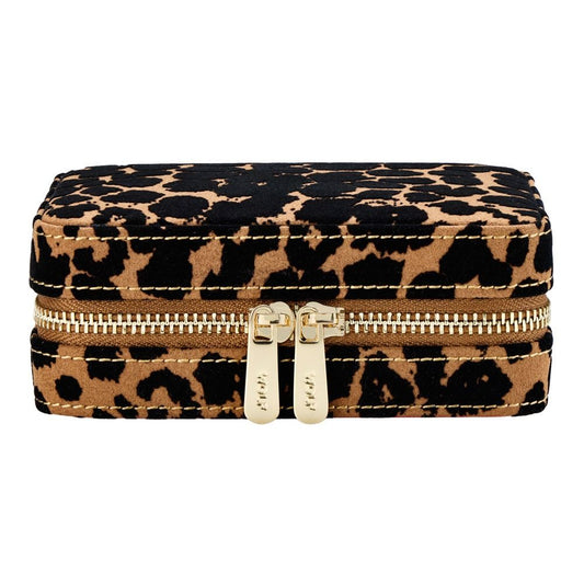 WOLF Savanna Leopard Print Jewelry Zip Case Tan/Black 395011