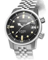 Benrus Ultra-Deep 36.5mm Black Dial Men's Watch UD-SA-BK-SS