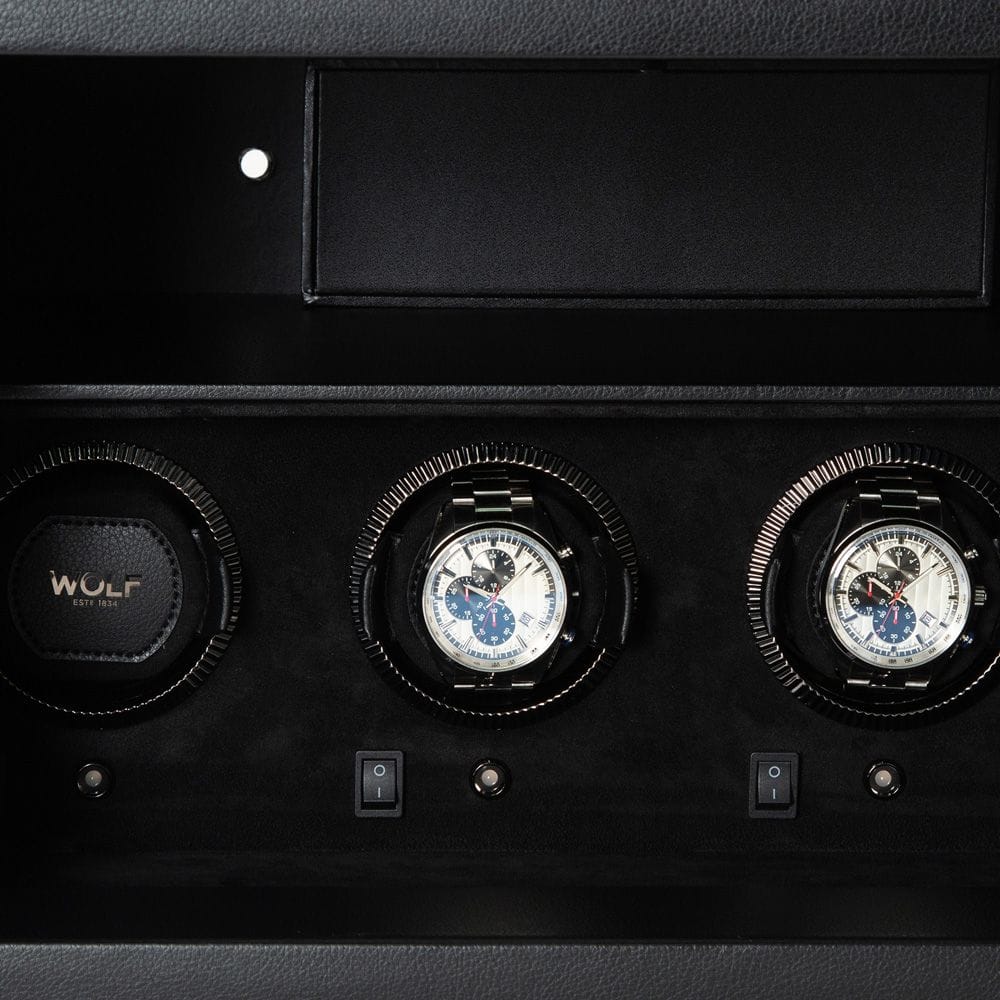 WOLF The Den 4 Piece Watch Winder Safe Black 430402