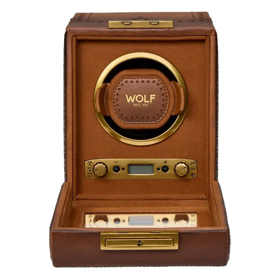 WOLF Brogue Single Watch Winder Burnished Brown 440106