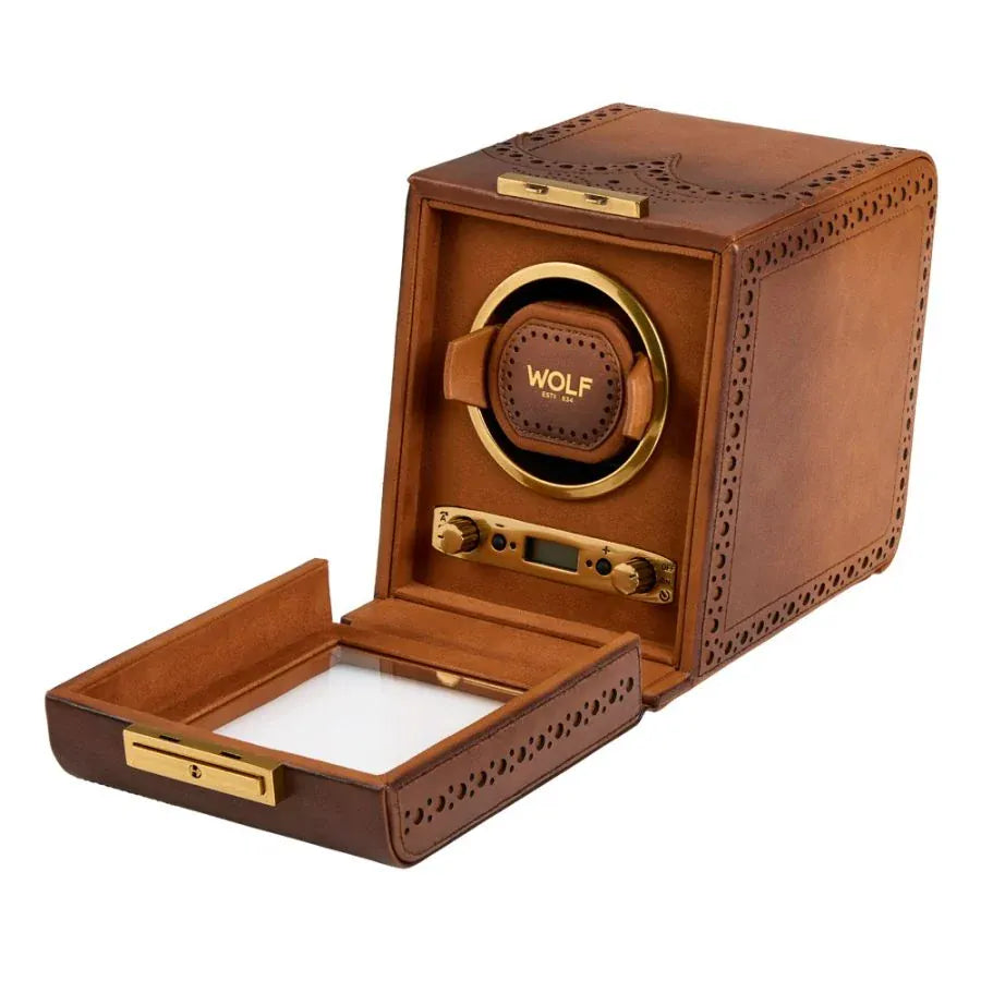 WOLF Brogue Single Watch Winder Burnished Brown 440106